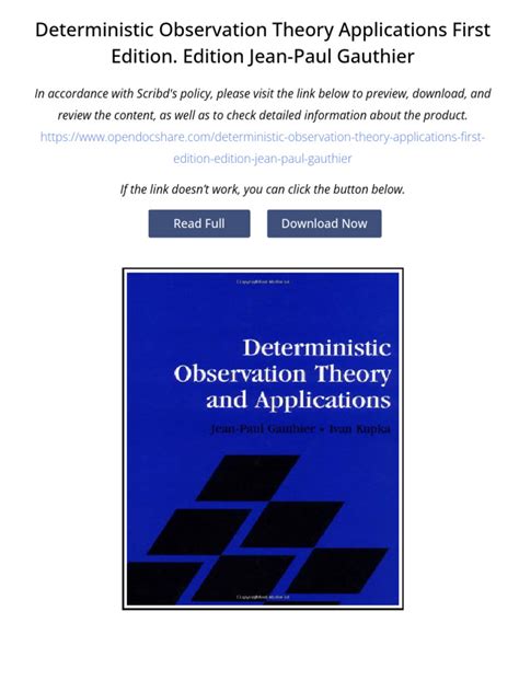 Deterministic Observation Theory and Applications