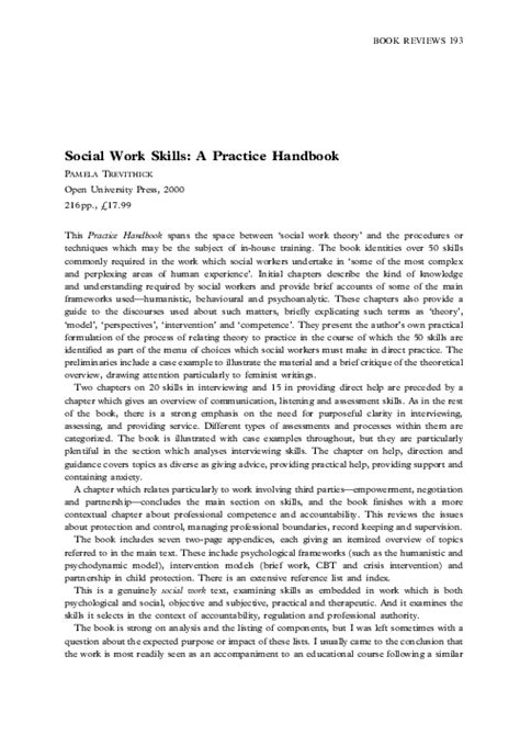Developing Skills and Knowledge for Social Work Practice