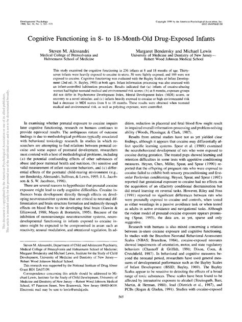 Developmental Problems of Drug-Exposed Infants