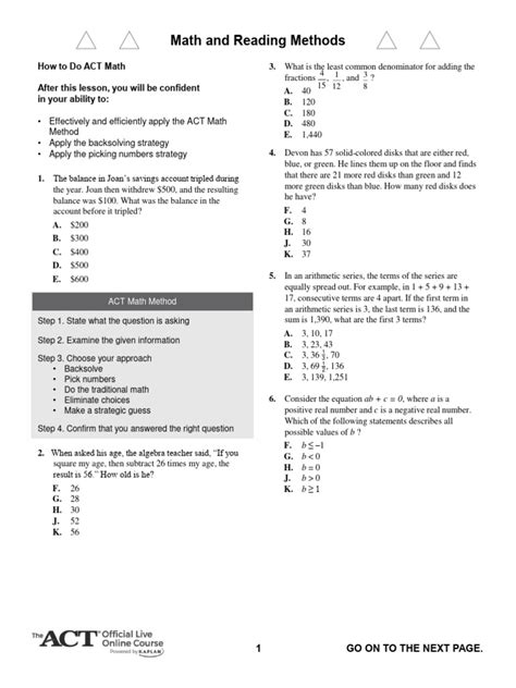 EZ ACT - Math Strategies