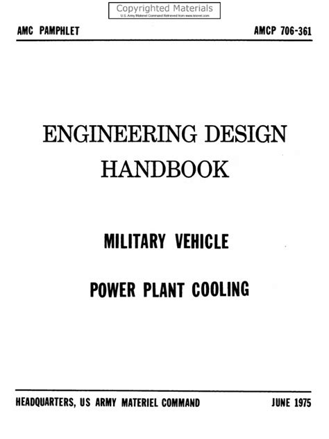 Engineering Design Handbook. Military Vehicle