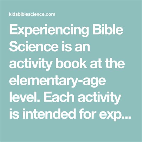 Experiencing Bible Science