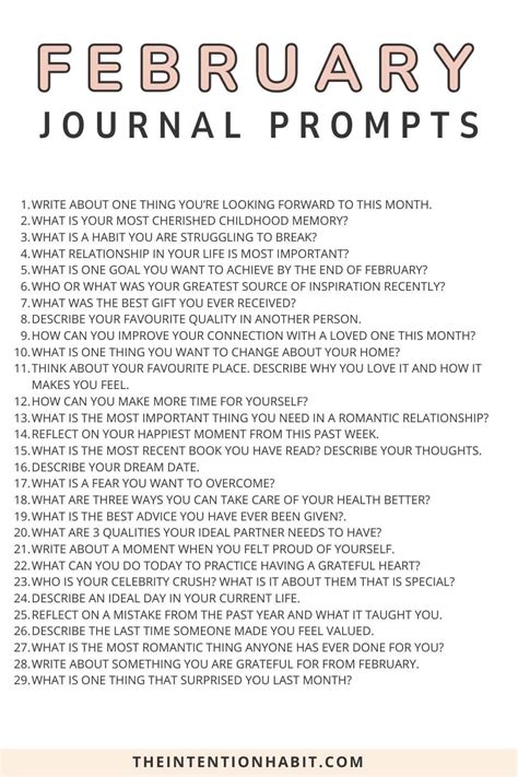 February Daily Journal Writing Prompts