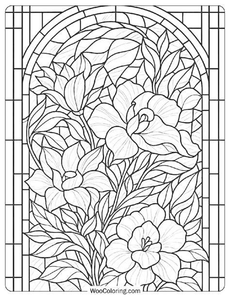 Floral Stained Glass Art Coloring Book