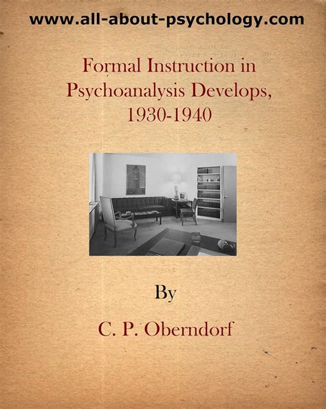 Formal Instruction in Psychoanalysis Develops, 1930-1940