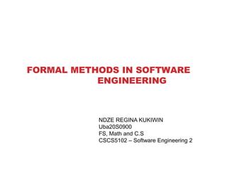Formal methods in software engineering (Tutorial notes)