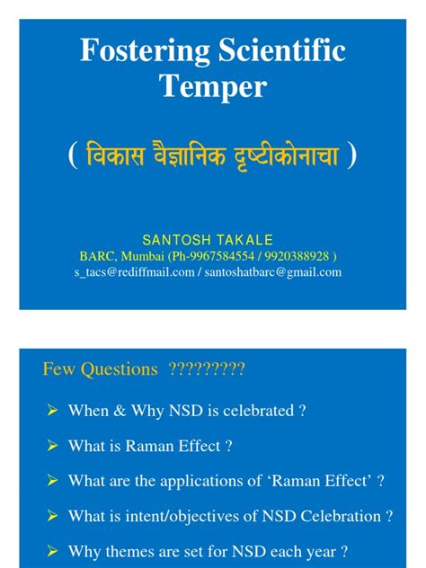 Fostering Scientific Temper