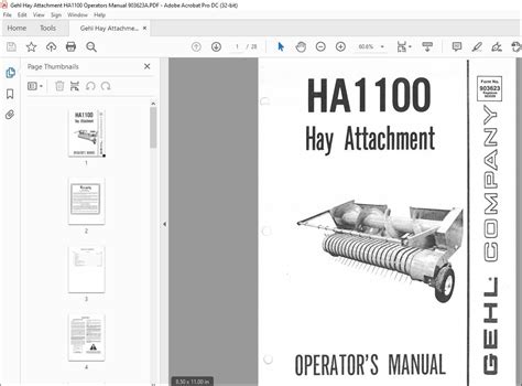Gehl HA1100 Hay Attachment Operators Manual (Hay Attach)