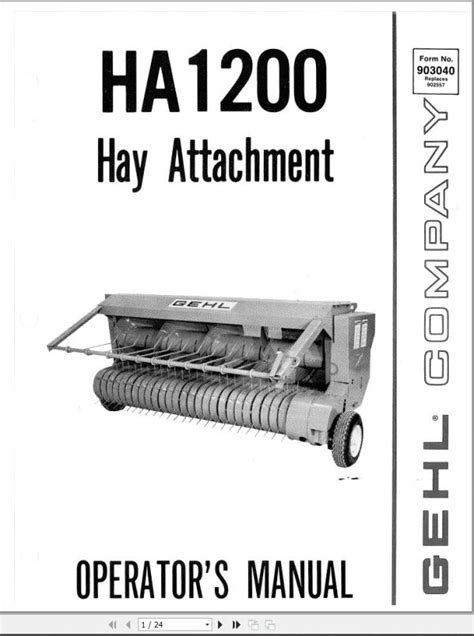 Gehl HA1200 Hay Attachment Operators Manual
