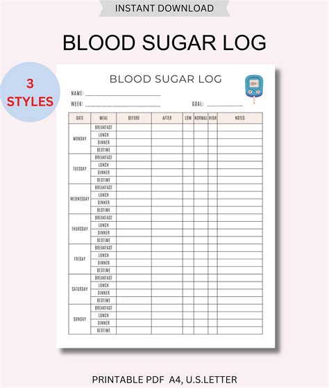Glucose Tracking Log