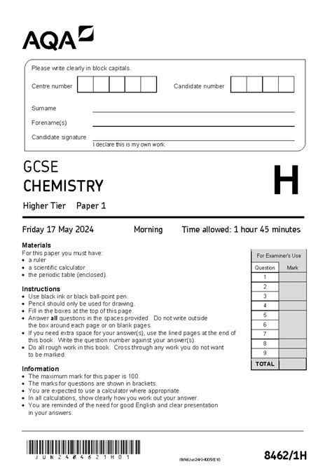 Higher Test Papers in Chemistry