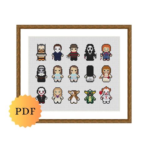 Horror Cross Stitch Pattern: 6 Horror Characters