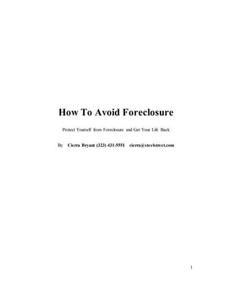 How To Avoid Foreclosure