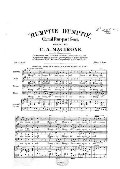 Humptie Dumptie. Choral Four-Part Song