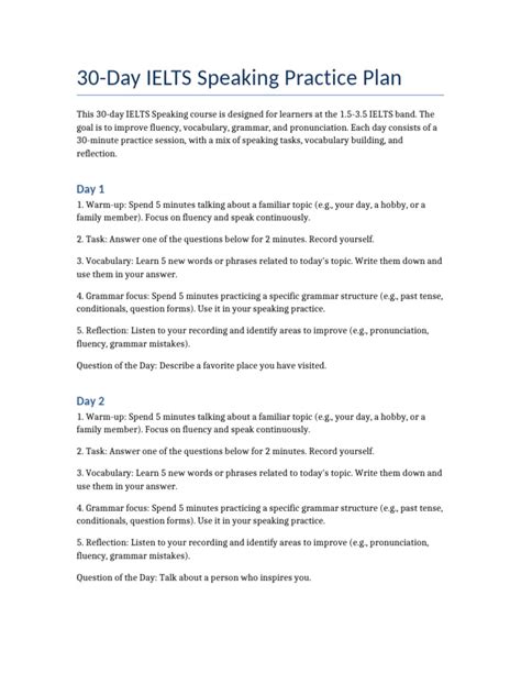 IELTS Speaking 30 days Note