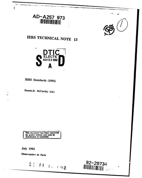 IERS Standards for 1992
