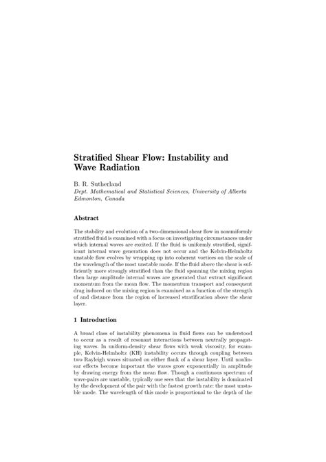 INSTABILITY OF STRATIFIED SHEAR FLOW