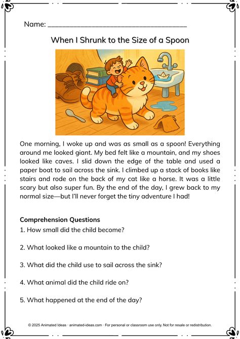Imagine Reading Worksheets 3