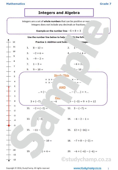 Integers Worksheets