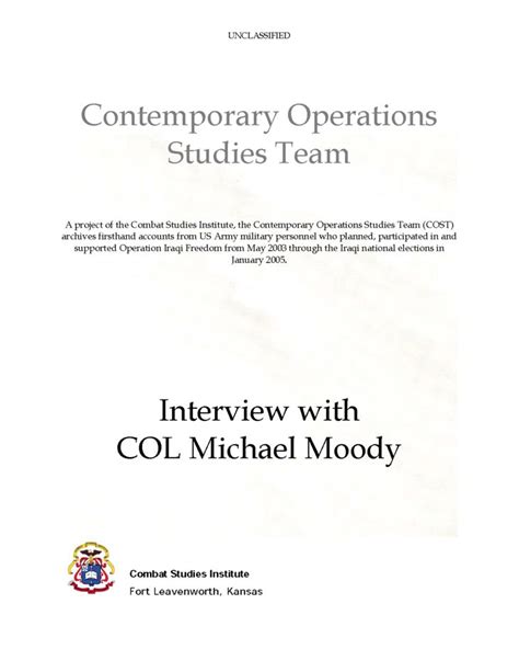 Interview with COL Michael Moody
