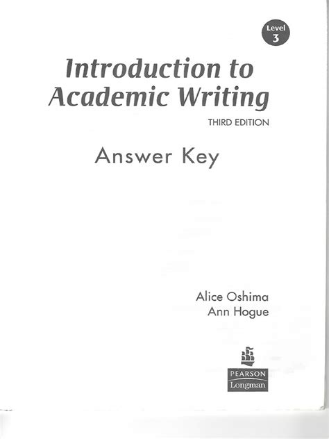 Introduction to Academic Writing--Answer Key