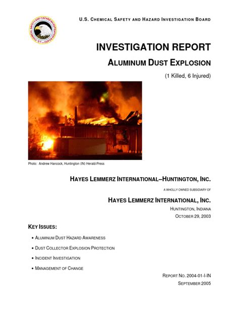 Investigation Report Dust Explosion