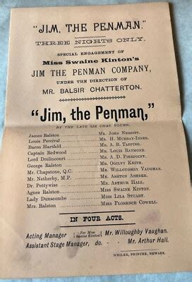 Jim The Penman Comedy Theatre Programme 1912