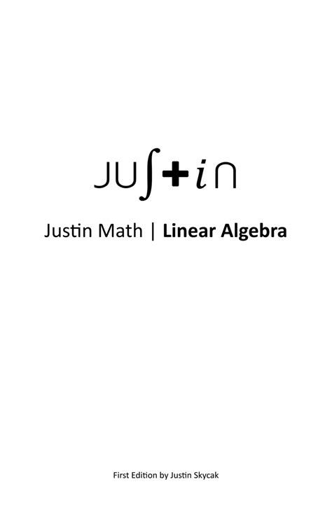 Justin Math: Linear Algebra