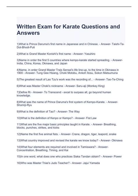 Karate Questions and Answers