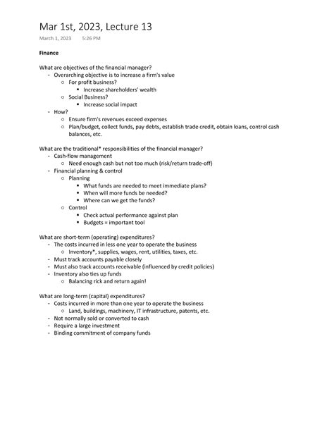 Lecture Notes in Finance 1