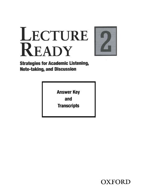 Lecture Ready 2 Answer Key: Answer Key