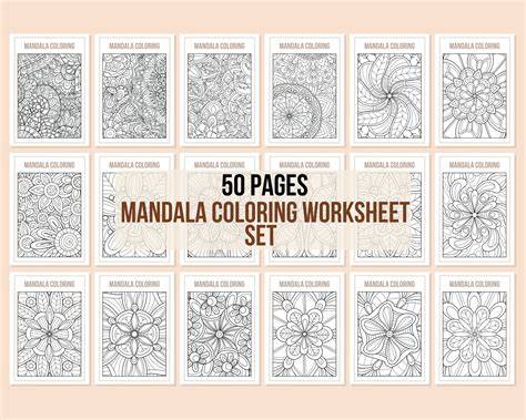 Mandala Coloring Worksheet Set