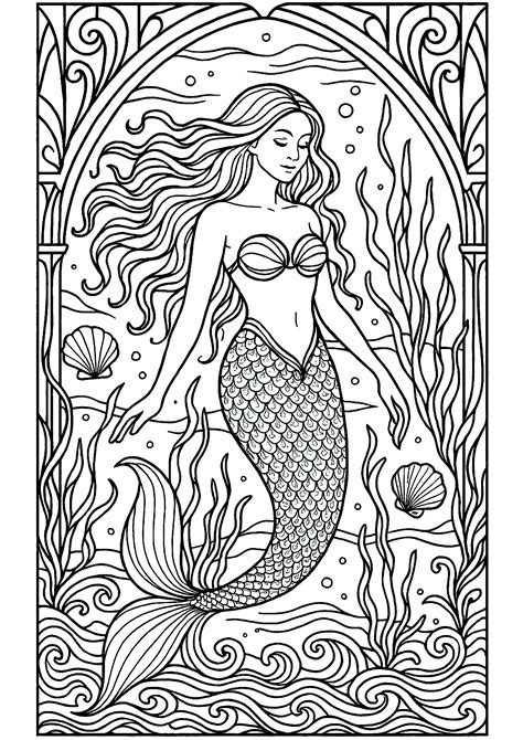 Mermaids and the Ocean - Adult Coloring Book