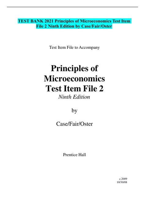 Microeconomics: Test Item File