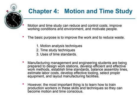 Motion and time study applications