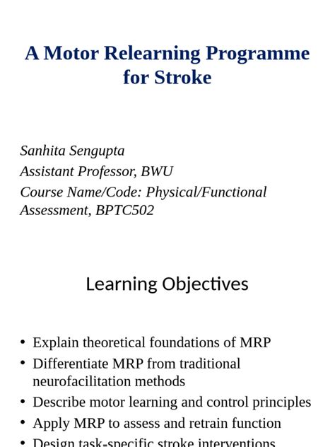Motor Relearning Programme for Stroke