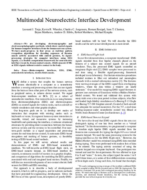 Multimodal Neuroelectric Interface Development