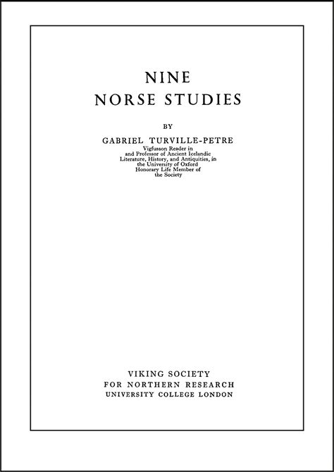 Nine Norse Studies