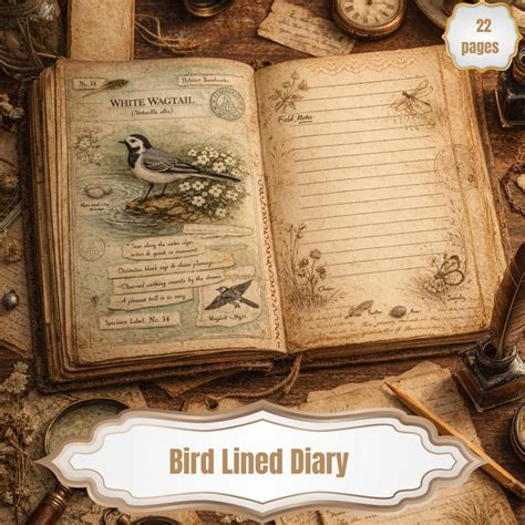 Notebook: Soft Bird Lined Journal