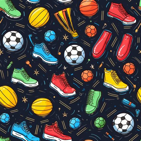 Notebook - Colorful Sports Pattern