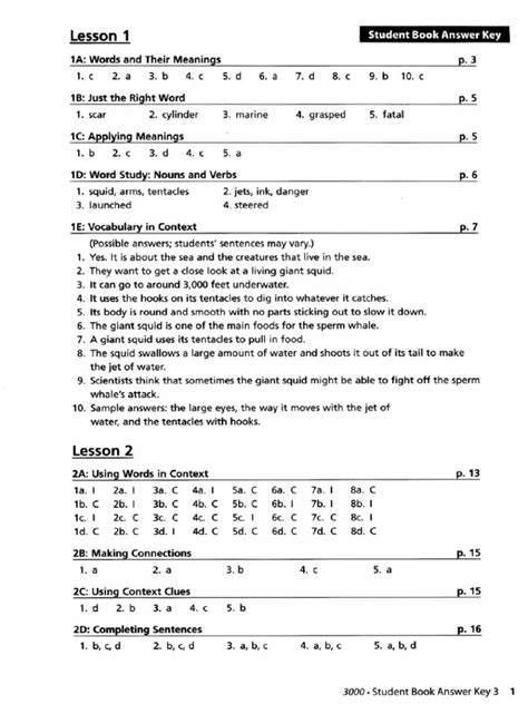 PANORAMA 3: Answer Key