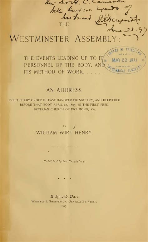 PROCEEDINGS...WITH THE ADDRESS OF WILLIAM WIRT HENRY...