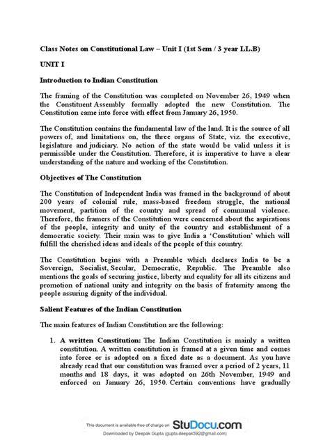 PSB Law Notes (BA LLB, LLM ): Constitutional law notes
