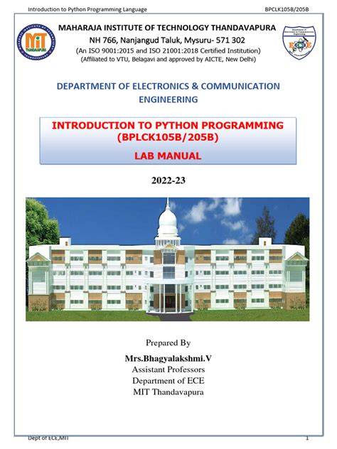 PYTHON PROGRAMMING : VTU LABORATORY MANUAL