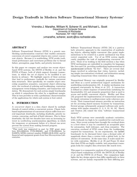 Performance Tradeoffs in Software Transactional Memory