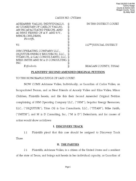 Plaintiffs' fourth amended original petition