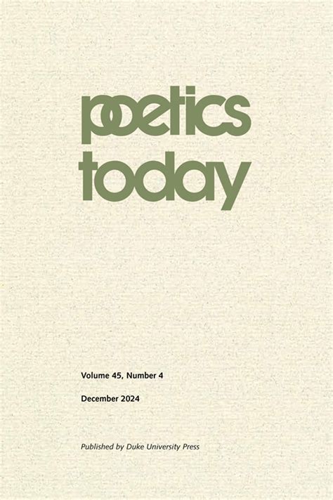 Poetics Today.  Poetics of the Avant-Garde.