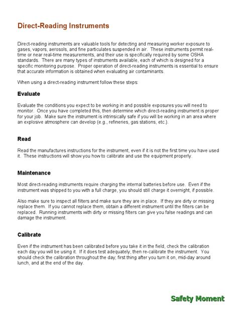 Portable Direct Reading Instruments