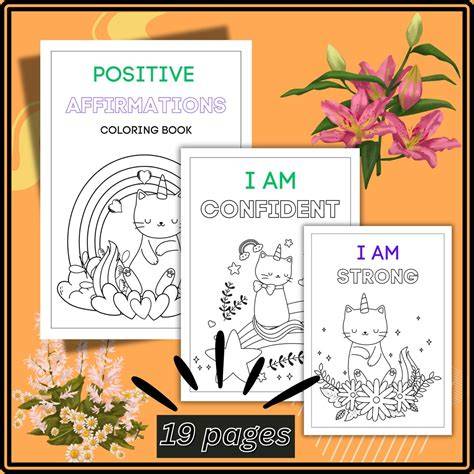 Positive Affirmations Cat Unicorn Coloring Book