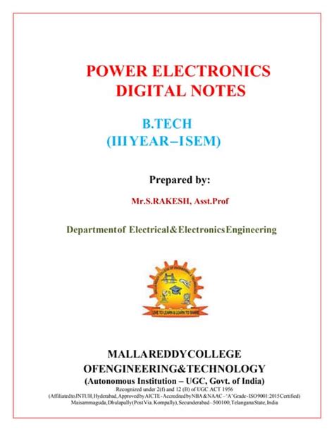 Power Electronics Short Notes: Power Electronics